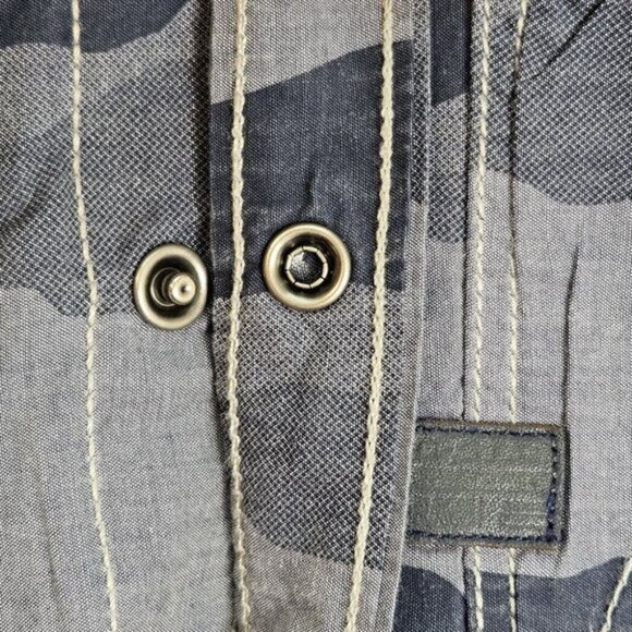 G-Star Raw Camouflage Shirt Pearl Snap Pocket Short Sleeve Button Up Mens Size L - Picture 7 of 10